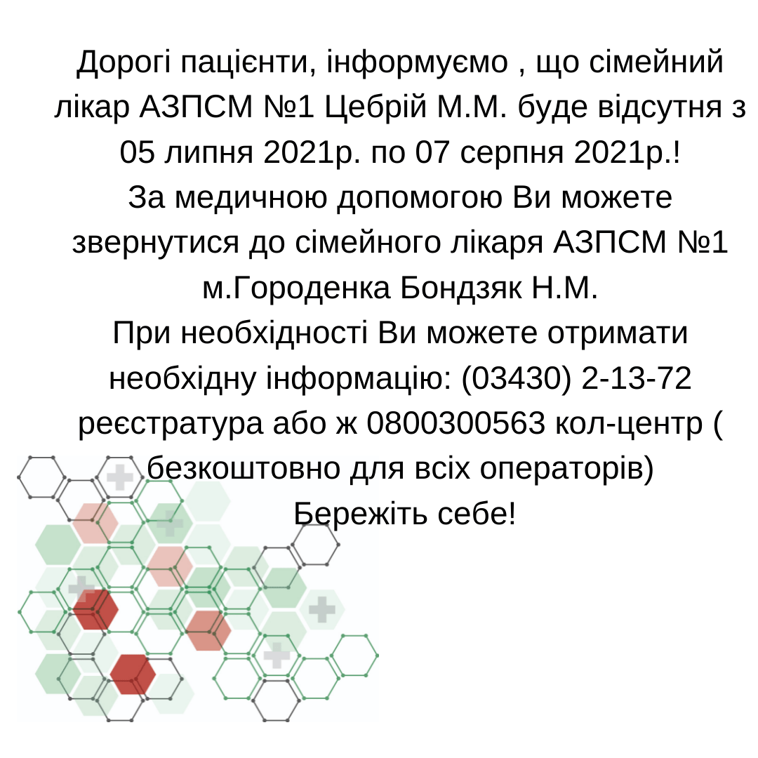Інформація щодо тимчасової відсутності лікаря